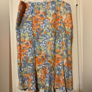 Weekend Choices Linen Floral Midi Skirt size XL